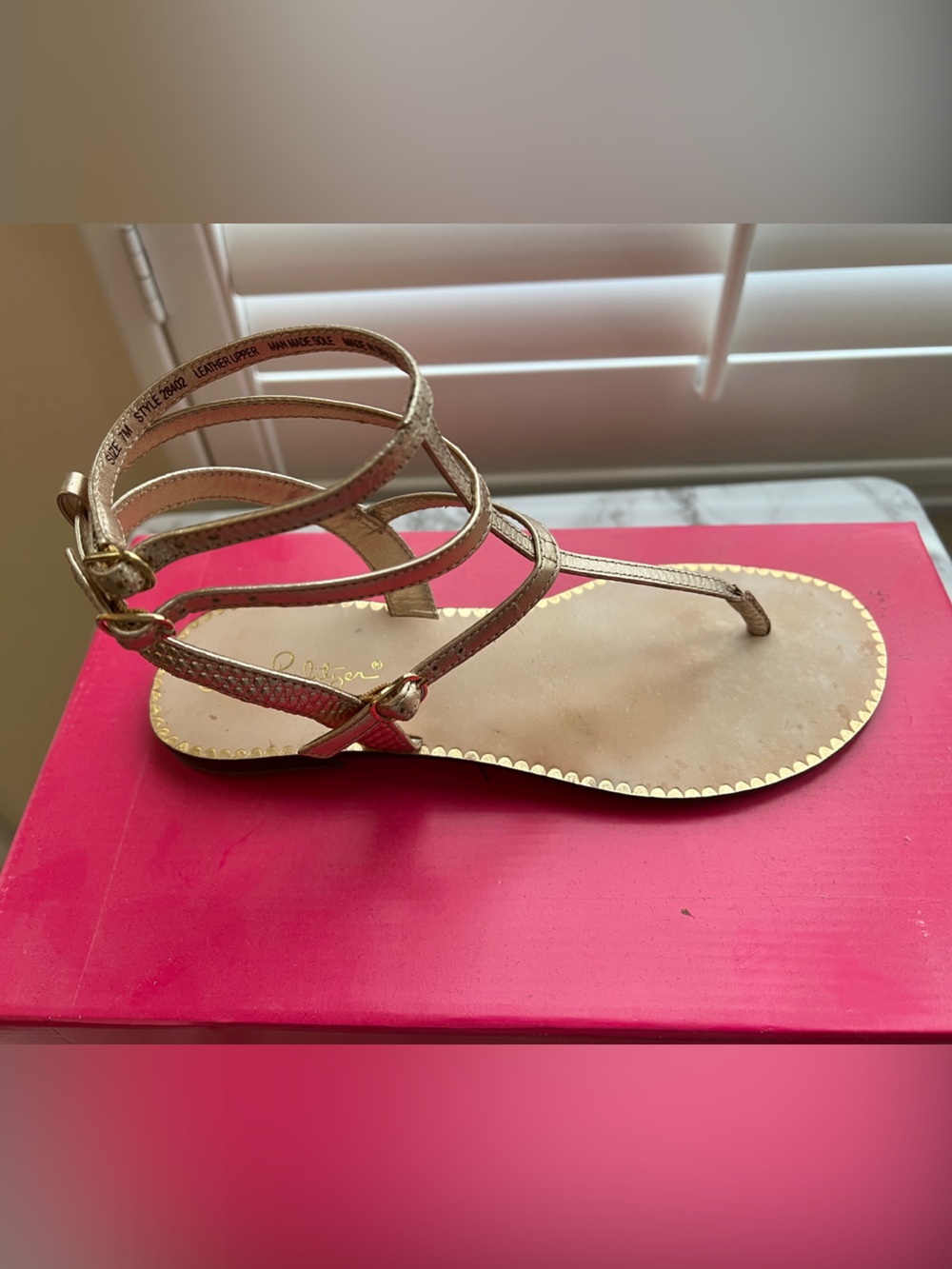 Lilly Pulitzer Gemma Metallic Gold Multi-Strap Thong Sandals